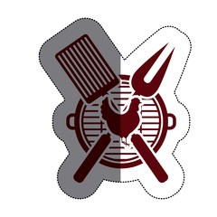 Grill and chicken meat icon. Bbq menu steak house food and meal theme. Isolated design. Vector illustration