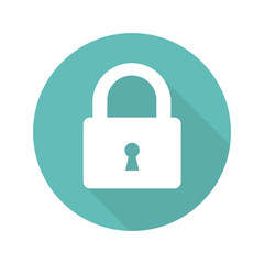 Lock icon flat design with long shadow