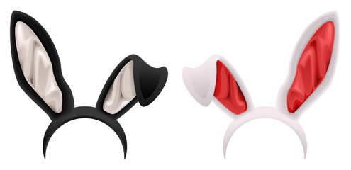 Naklejka premium Black and white rabbit ears mask