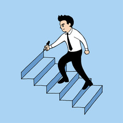 business man draw his own step, vector illustration design