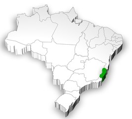 Brazilian map with Espirito Santo state highlighted