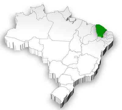 Brazilian map with Ceara state highlighted