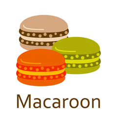 Macaroon. Sweet food flat icon. Vector illustration.