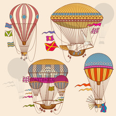 Vintage air balloon vector set