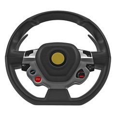 Sport Car Steering Wheel on white. 3D illustration