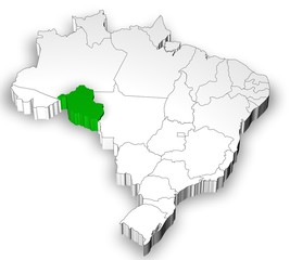 Fototapeta premium Brazilian map with Rondonia state highlighted