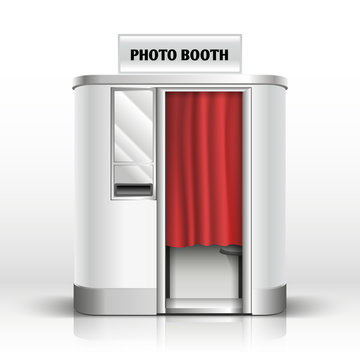 Photo quick service vending machine, booth vector illustration