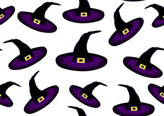 Halloween vector seamless pattern with witch hats. Endless decorative texture. You can use any color of background