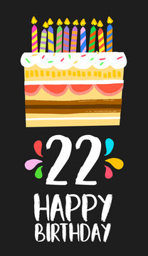 Happy Birthday cake card 20 twenty two year party