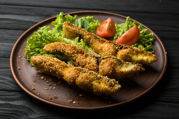 Tasty baked fish on plate