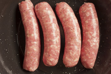 raw, fresh American pork sausages