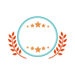 label wreath and star icon. Banner product decoration and emblem theme. Isolated design. Vector illustration