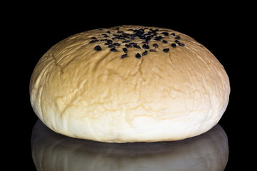 Hamburger bun with sesame seeds
