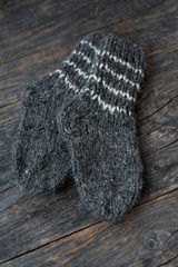 Fototapeta na wymiar Gray wool socks