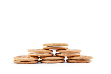Sandwich cookies on white
