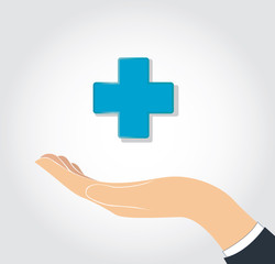 hand holding medical icon vector
