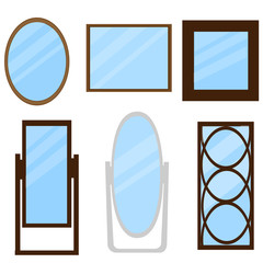 Set of mirrors with wooden frame