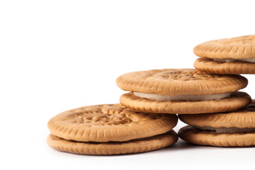 Sandwich cookies on white