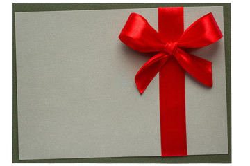 Gift card frame with red ribbon bow