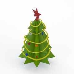 Christmas spruce tree.3D rendering illustration. Isometric view.