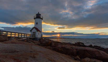 Fototapeta na wymiar Annisquam Lighthouse at sunset