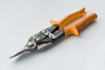 Scissors for cutting metal / Scissors for cutting metal on white background 