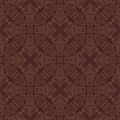 Oriental classic pattern with golden outlines. Seamless abstract background with repeating elements