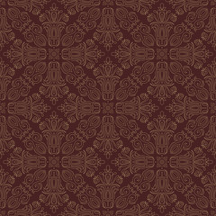 Oriental classic pattern with golden outlines. Seamless abstract background with repeating elements
