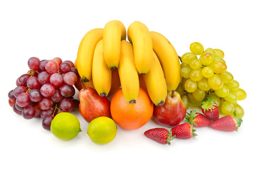 set of fruits isolated on white background