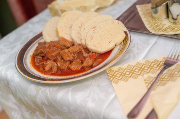 Hungarian goulash with dumplings