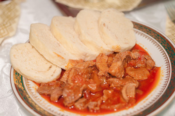 Hungarian goulash with dumplings