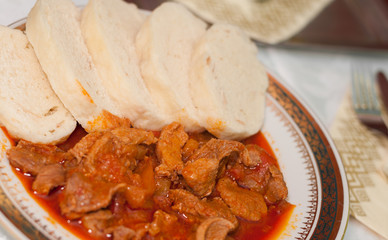 Hungarian goulash with dumplings