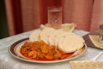 Hungarian goulash with dumplings