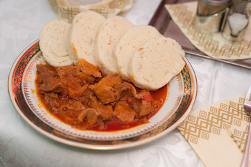Hungarian goulash with dumplings