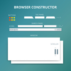 Web browser elements. Set of different parts. Flat design. Vector illustration