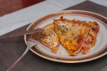 Homemade pizza on a plate