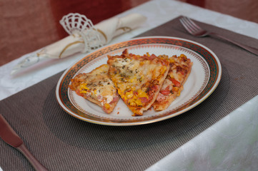 Homemade pizza on a plate