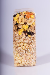 Muesli in a transparent package