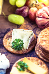 Oat crackers with cheese selection