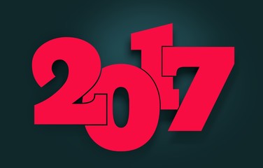 New Year and Christmas relative illustration. 2017 year number. 3D rendering.