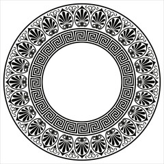 Vector Greek style background. Circular ornament. Black ornament isolated on white background.