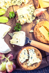 Oat crackers with cheese selection