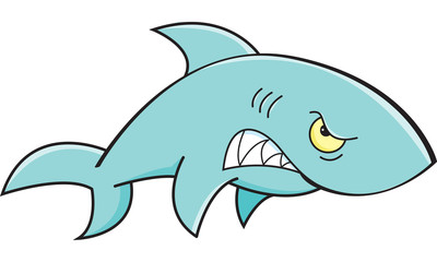 Cartoon illustration of an angry shark.