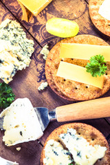 Oat crackers with cheese selection