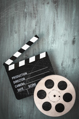 Obraz premium Clapperboards and the reel of film