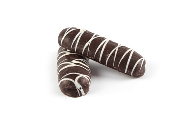Chocolate cookies on white