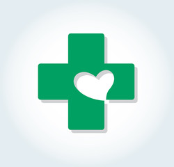 heart in cross medical hospital icon vector  