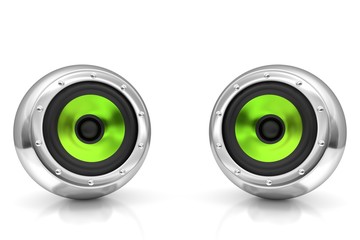 Green drivers futuristic wireless sound system 3D illustration