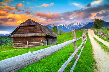 Fantastic alpine rural landscape near Brasov, Transylvania, Romania, Europe