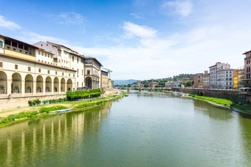 Beautiful street view of ancient buildings at old town near the